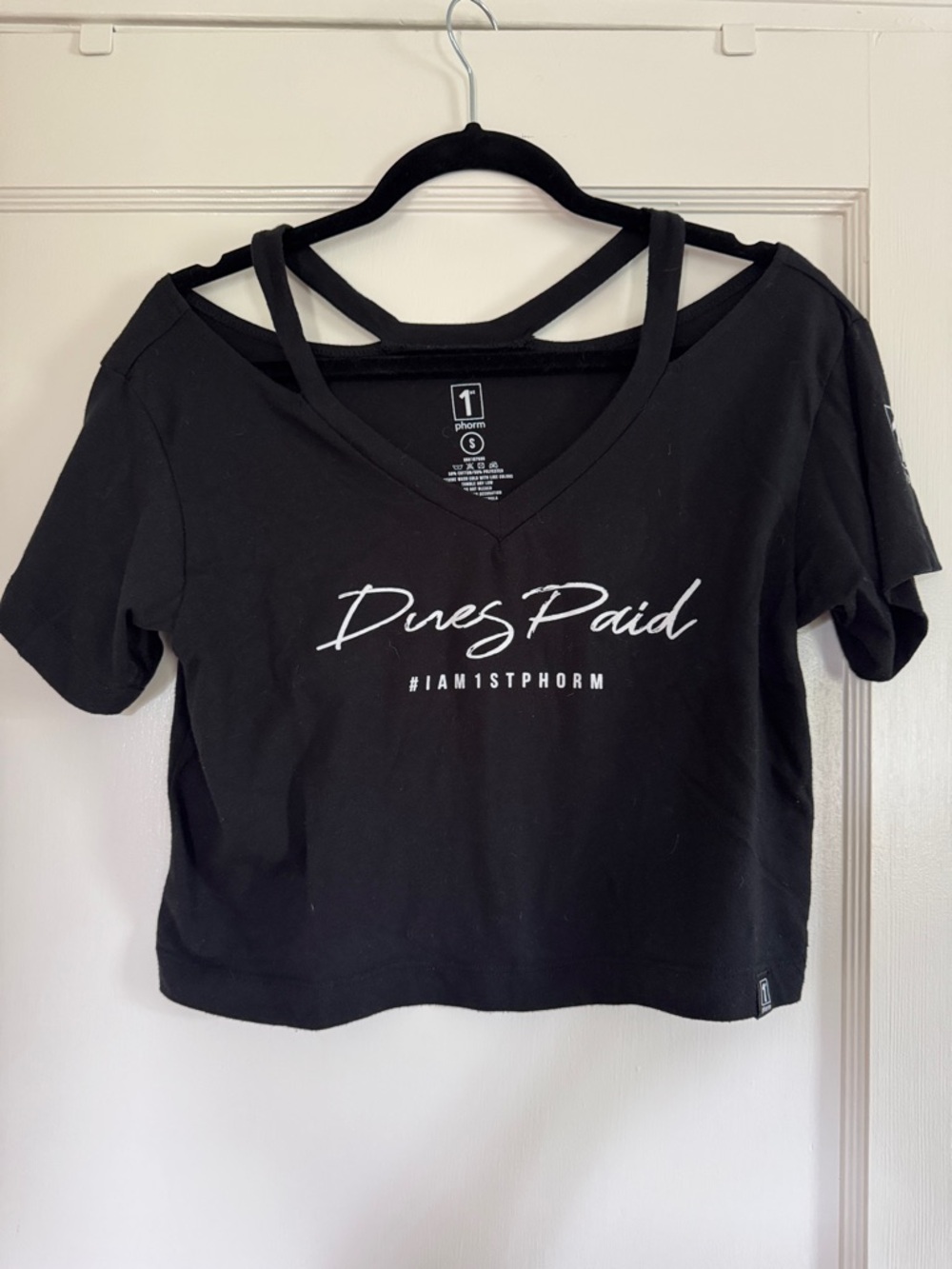 1st Phorm Black 'Dues Paid' V-Neck Crop Top